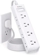 Flat Plug Power Strip, Ultra Thin Flat Extension Cord -  12 Widely AC 3 Sides Mu