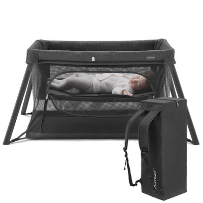 Portable 2-in-1 Travel Crib & Playpen for Toddler with Soft Mattress - Black