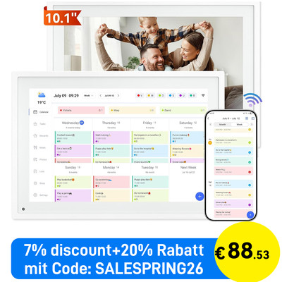 TABWEE P10 Digitaler Kalender 10,1 Zoll Touchscreen mit Family Plan und 1080P FHD
