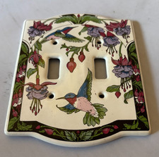 Rare Santa Barbara Ceramic Hummingbird Design 1994 Double Light Switch Cover