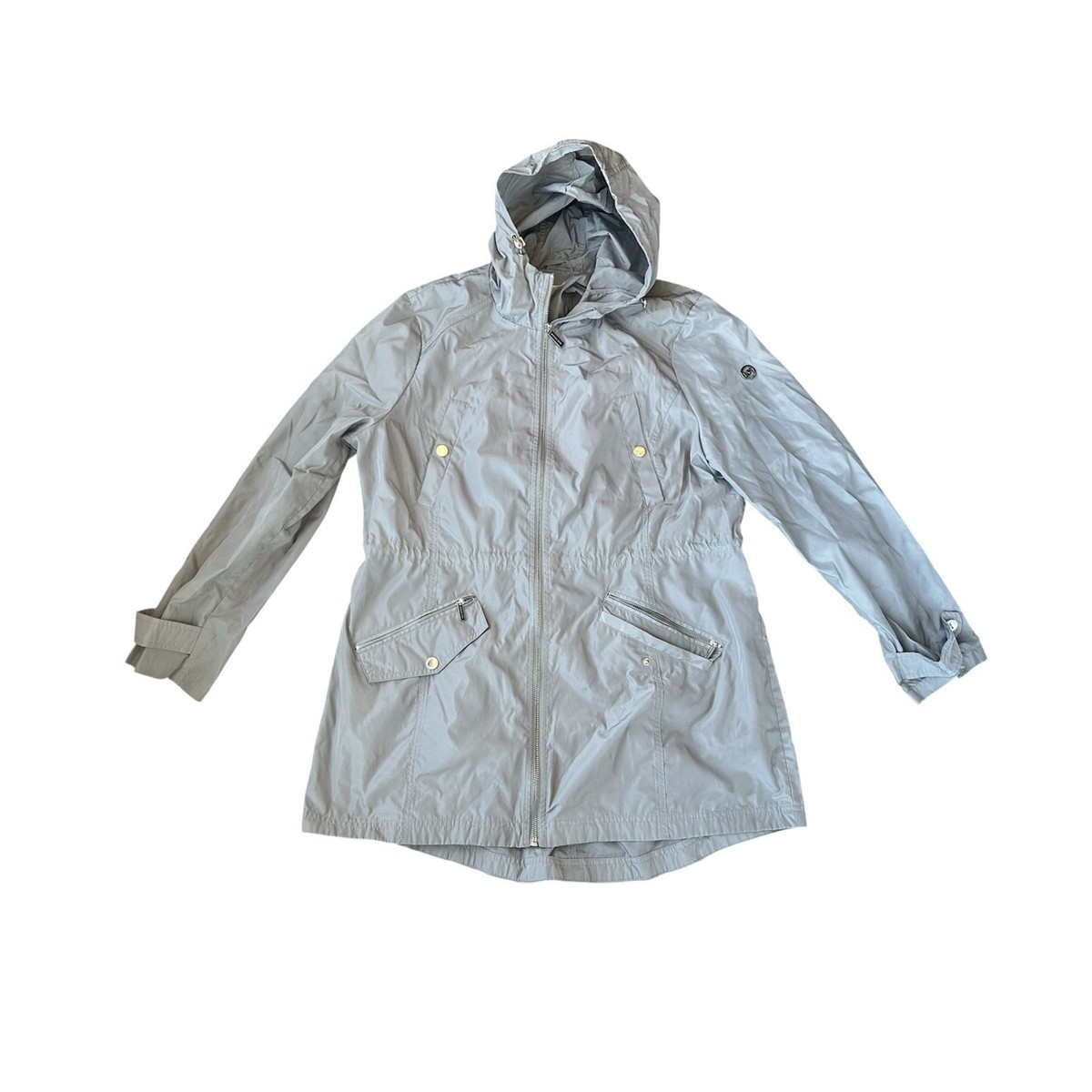 Michael Kors Gray Hooded Full Zip Shell Womens XL Jacket | eBay