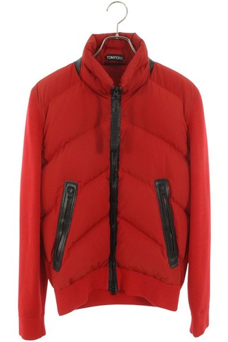 Tom Ford Size 46 Men's Knitted Down Jacket Red Polyester Used