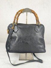 GUCCI Bamboo 2Way Shoulder Bag Leather Black Authentic Made in Italy.