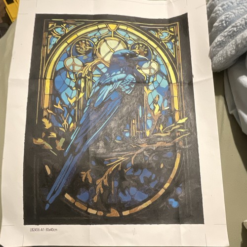 Stained Glass Style Bird Raven Deco Window Film Vinyl 30x40cm paint by number