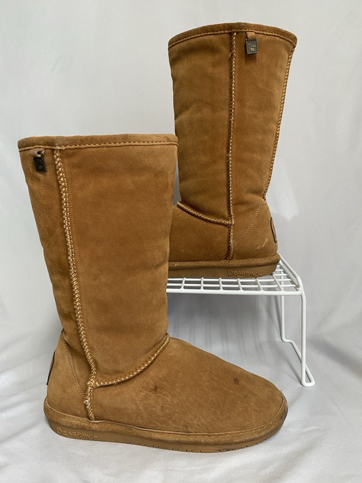 Bearpaw Bianca Tall II Boots Women’s 9 Brown Leather Wool Lined 610W Winter