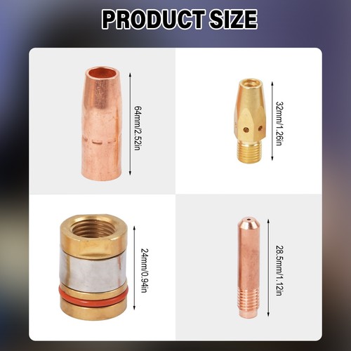 MIG Welding Gun Accessory Kit 0.035" Tip-Nozzle-Diffuser for Miller M-25/40 26x - Picture 4 of 12