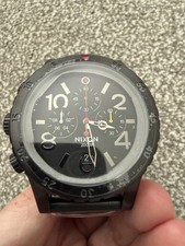 Image of nixon 48-20 all black multi a486-1320 s/steel men's chronograph watch