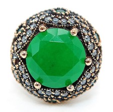 Ottoman Empire Style 3CT Treated Emerald 925 Sterling Silver Ring Sz 7 BT1