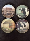 Franklin Mint American Folk Art Collection 'Cows' Lot Of 4 Collectible Plates