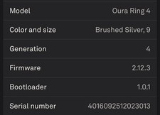 Oura Ring Gen 4 Brushed Silver, Size 9, Includes Charger