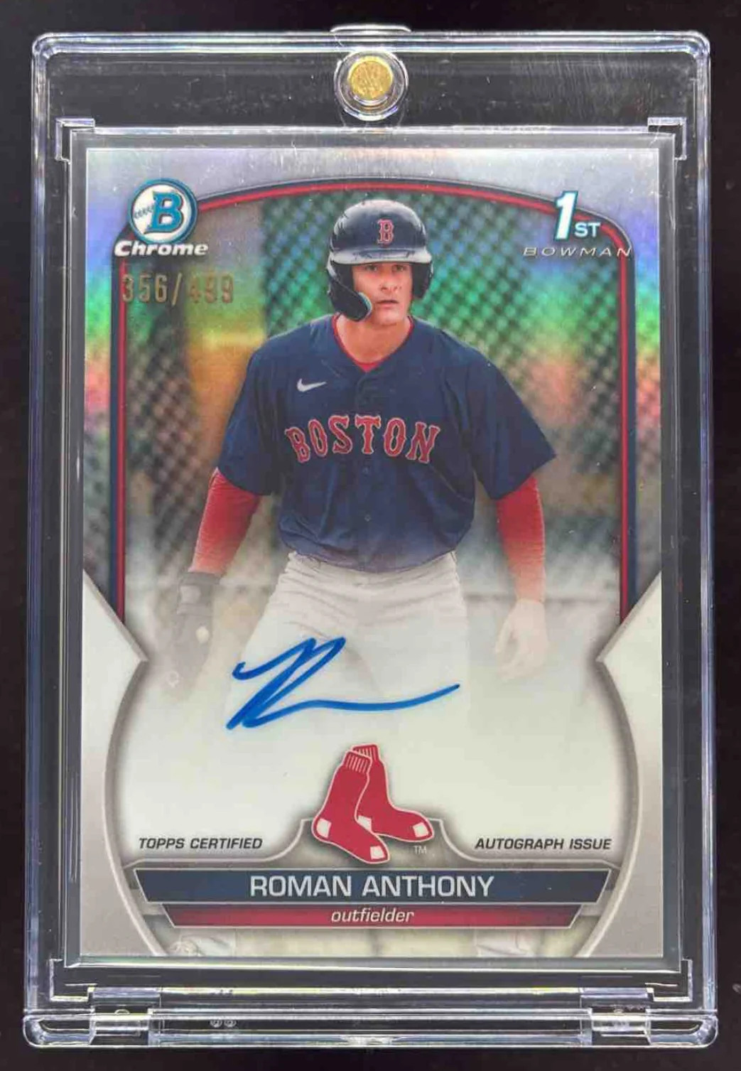 2023 Bowman Chrome Autographs Refractor #CPA-RA Roman Anthony RC Auto /499
