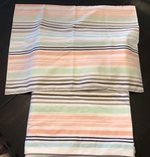 Pottery Barn Teen PB Dorm Twin Duvet Cover Sham Pastel Stripe Set Vintage