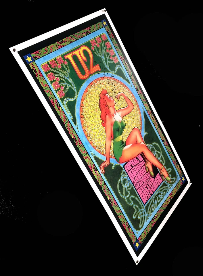 Póster U2 Reunion Arena Dallas Original Estilo Art Nouveau Firmado a Mano Bob Masse Foto 2 de 4
