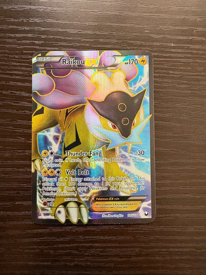 Pokemon TCG 2012 Raikou EX Full Art Ultra Rare card 105/108 Dark Explorers - Image 2 of 4