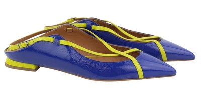 Emporio Armani X3D235 Damen Ballerinas EU37 glänzendes Leder spitz zulaufend Riemchen Schnalle