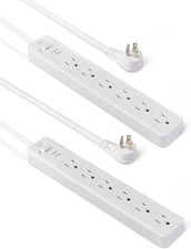 Amazon Basics Rectangle 6-Outlet Surge Protector Power Strip 600J 2ft White 2-Pk