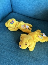 2 Vintage Lisa Frank Casey Candy Yellow Lab Dog Plush Beanie Labrador Boy Girl