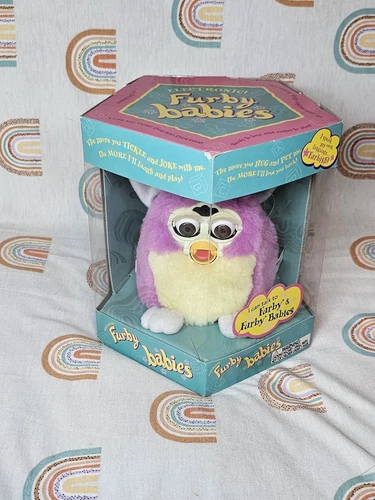 1998 Tiger Electronics Furby Baby "Spring Time" Yellow & Purple W/ NIB