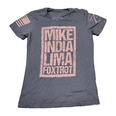 MILF Graphic Tee Taupe Gray Medium Mike Indigo Lima Foxtrot Grunt Funny