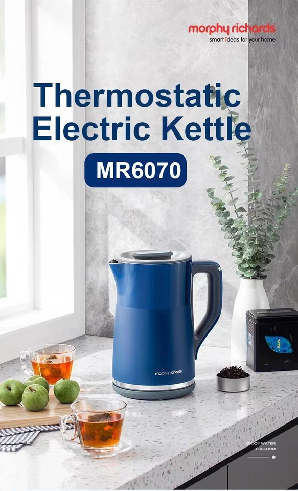 MORPHY RICHARDS Electric Water Kettle Stainless Steel Thermostatic 1800W LED AU Foto 2 de 4