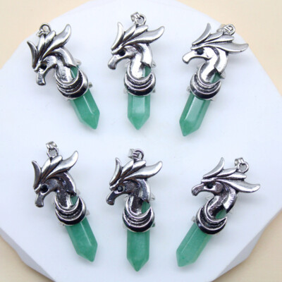 20pcs Natural Green Aventurine Stone Pegasus Pendants Magic Reiki Healing Amulet