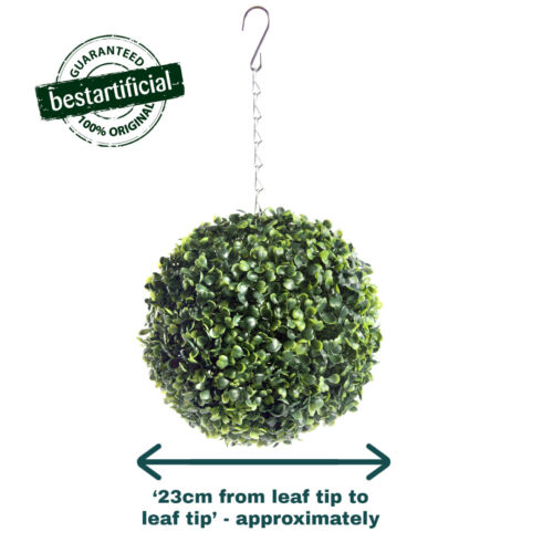 Best Artificial Pair of Green Boxwood Buxus Topiary Ball grass hanging garden - Picture 8 of 27