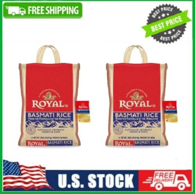2 Pack Authentic Royal Naturally Aged Indian White Basmati Rice, 20 lb.Bag
