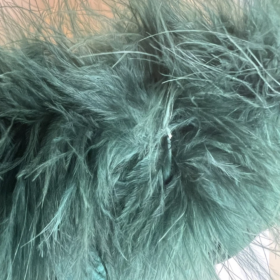 Josie Natori 懒人连衣裙复古 S 码性感绿色缎面羽毛化妃假日 — 第 4/4 张图片