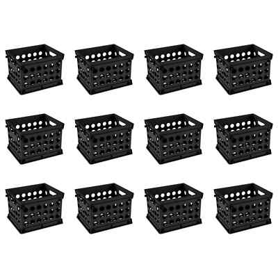 Sterilite Mini Crate Plastic, Black, Set of 12