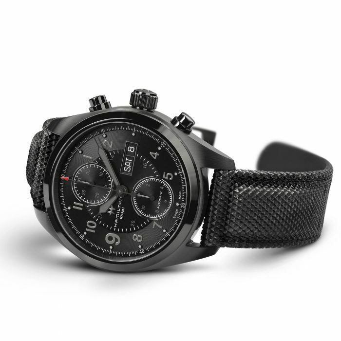 New Hamilton Khaki Field Auto Chrono Black Dial Canvas Band Men