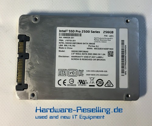 Dell 256GB SSD 6G 2,5" SATAIII SSDSC2BF256A5 03HJ72 H96026-201 J10753-201