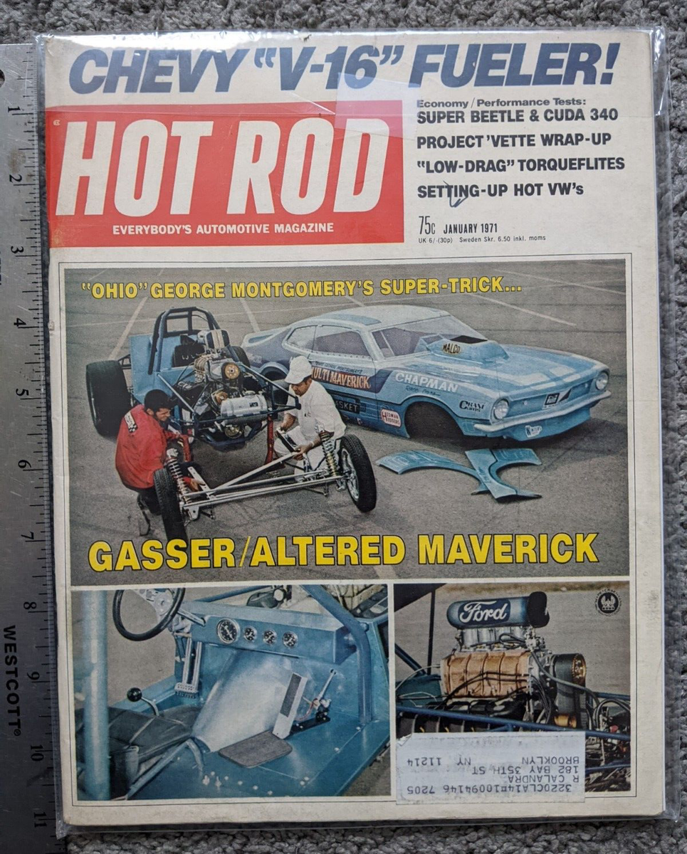 VTG 1971 JANUARY HOT ROD MAGAZINE OHIO GEORGE GASSER FORD MAVERICK