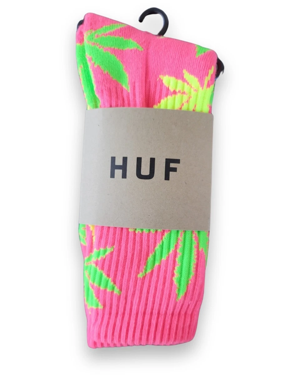 HUF Plantlife Neon Pink Green Yellow Crew Socks