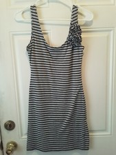Xhilaration Women's size S Gray/Black Striped Sleeveless Bodycon Dress J635