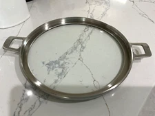CALPHALON PREMIER Space Saving 10" Flat Glass Replacement Lid 2 Handle Stainless