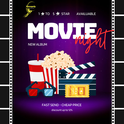   Monopoly Go-Themed Digital 1-5   Stickers & Cards  New Album MOVIE NIGHT  