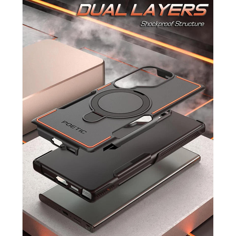 For Samsung Galaxy S23 Ultra / S22 Ultra Case | Poetic Magnetic Ring Stand Cover - Image 2 of 4