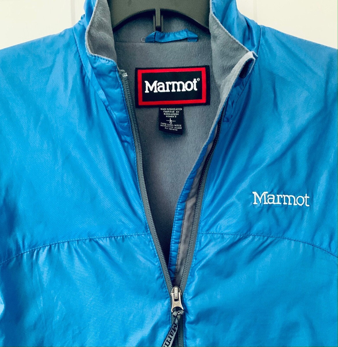 MARMOT Women's Lightweight Lined Nylon Jacket LARGE Blue Run Bike