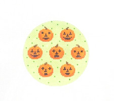 Kate Dickerson Halloween Pumpkin Faces Ornament Handpainted Needlepoint Canvas