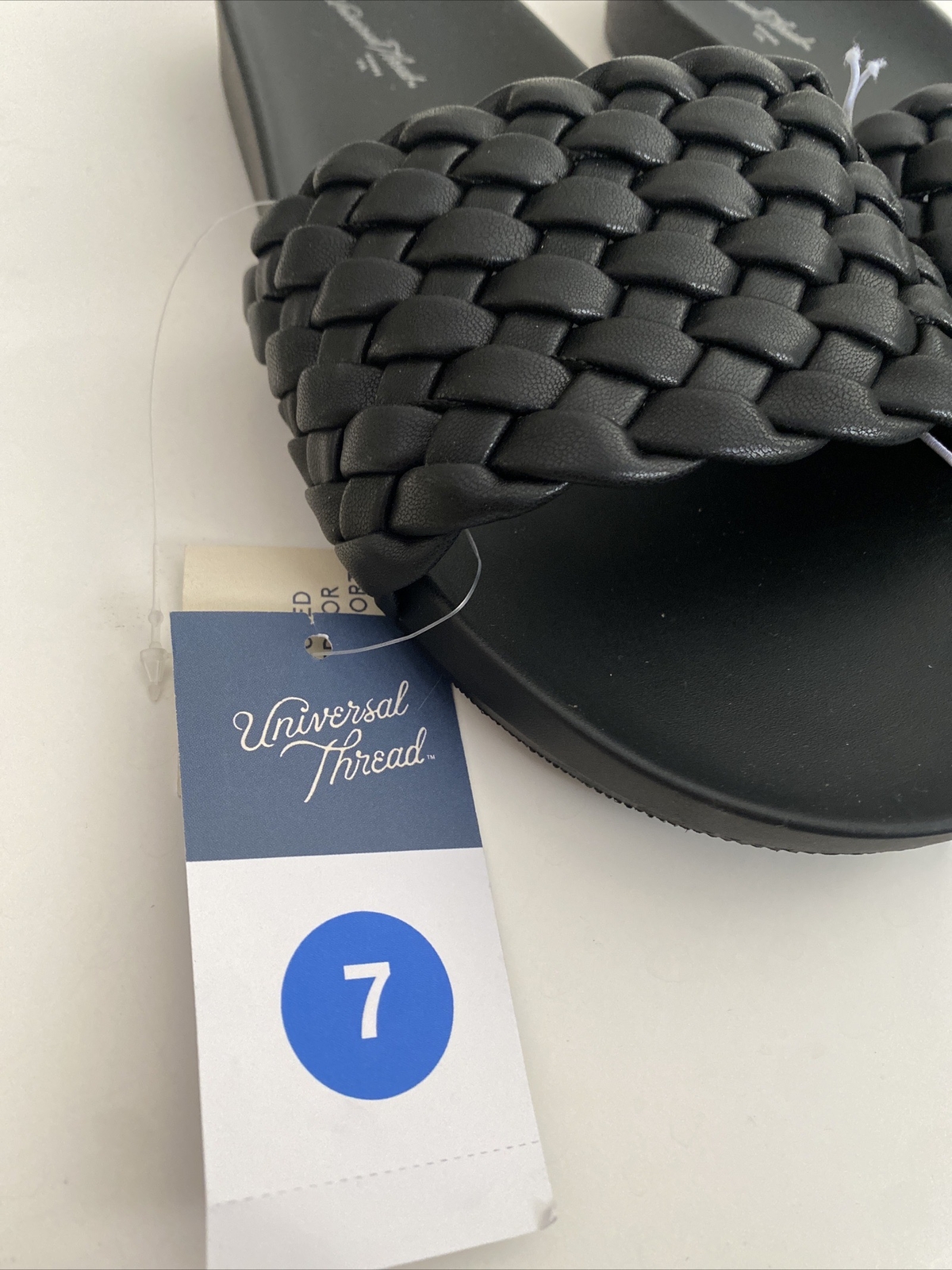 Universal Thread Women’s Sz 7 Black Slide Sandals Polly Woven Band New