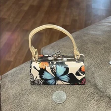 Lipstick Purse Butterfly Mini Bag with Structured Frame