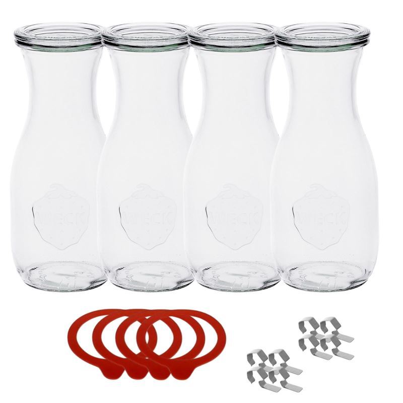 4er Set WECK Saftflaschen zum Befüllen, Einmachflaschen, Dekoflaschen leer