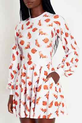 Blackmilk Ghost Foxes Bishop Skater Dress Size Large L NEW NWT