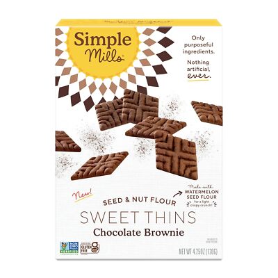 Simple Mills Sweet Thins Seed And Nut Flour Chocolate Brownie 4.25Oz (Pack Of 1)