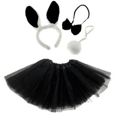 Kids Black Bunny Ears Tutu Costume Set for Easter, Halloween, Bookweek