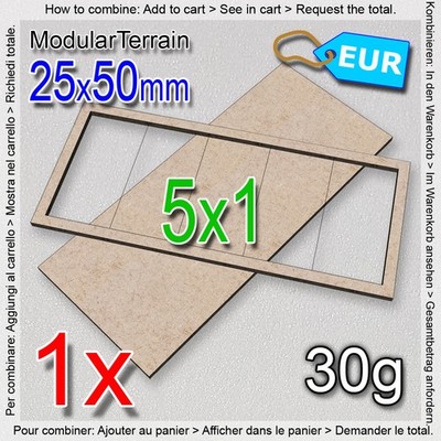 1x MDF Movement Tray 5x1 1x5 (K 0mm) 25x50mm Bases Warhammer 40k Cavalry Bike