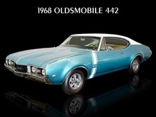 1968 Oldsmobile 442 in Blue & White NEW METAL SIGN: 9x12" Ships Free