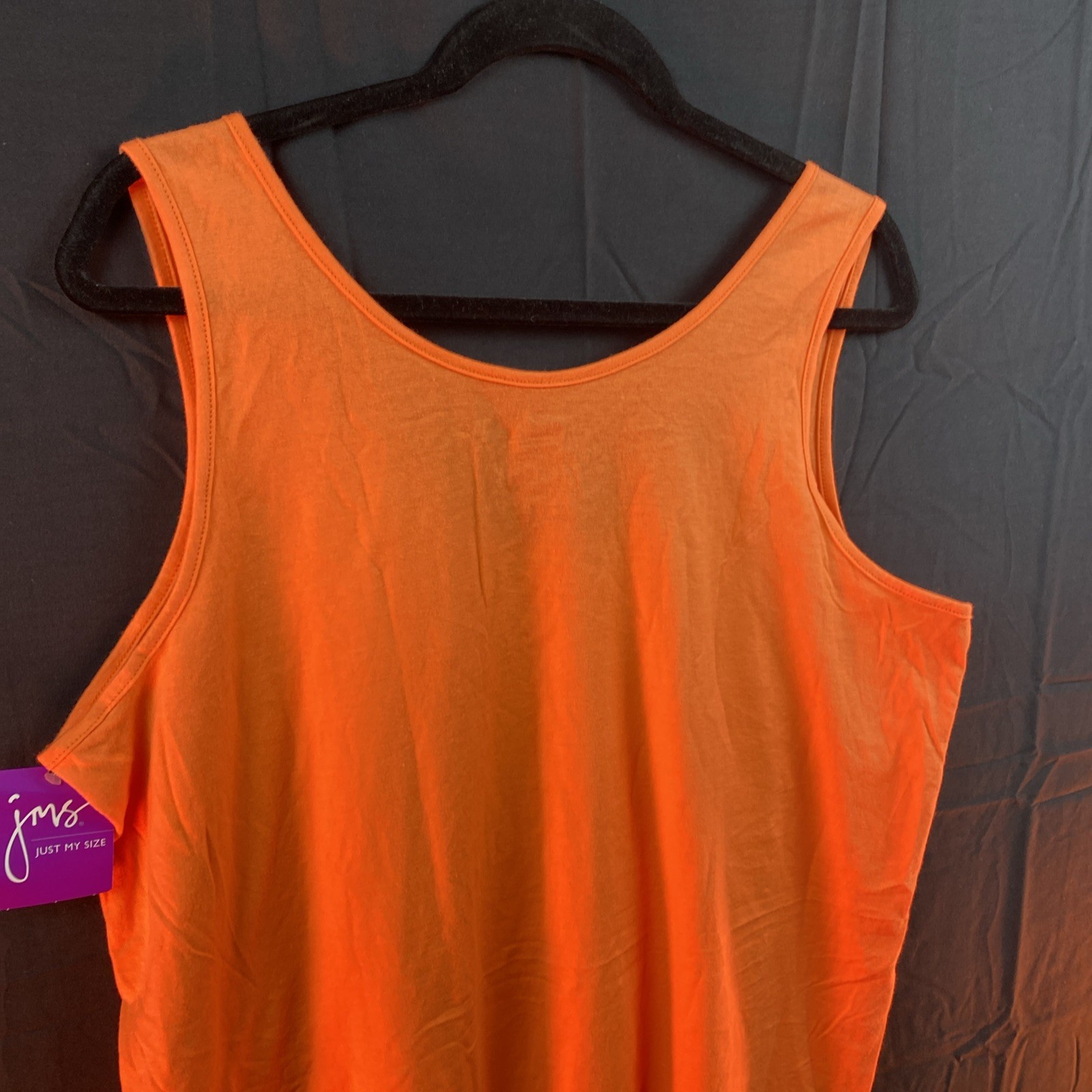 Just My Size JMS Women Shirt Top 1X 16W Orange Embellished Graphic Tank  Top