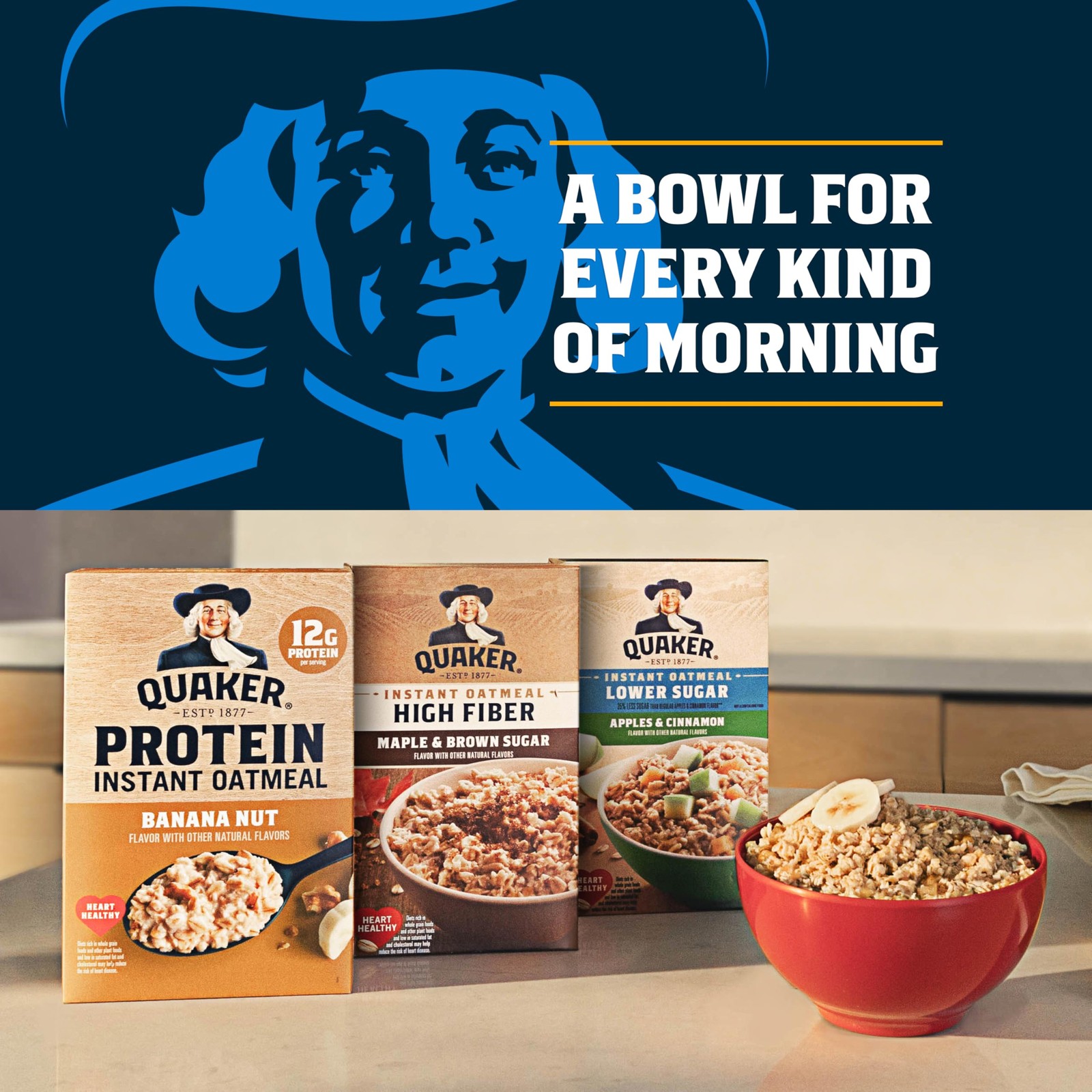 Quaker Instant Oatmeal Variety Pack 32 Packets Strawberry Peach Blueberry Bla...