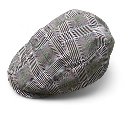 MEGA CAPS Rayon Blend Newsboy Hat Men's MEDIUM Grey Gatsby Cap Plaid